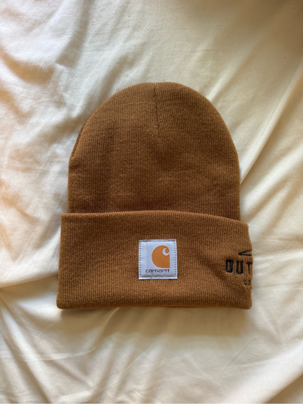 Carhartt Caramel Brown Cuffed Beanie with Logo Patch